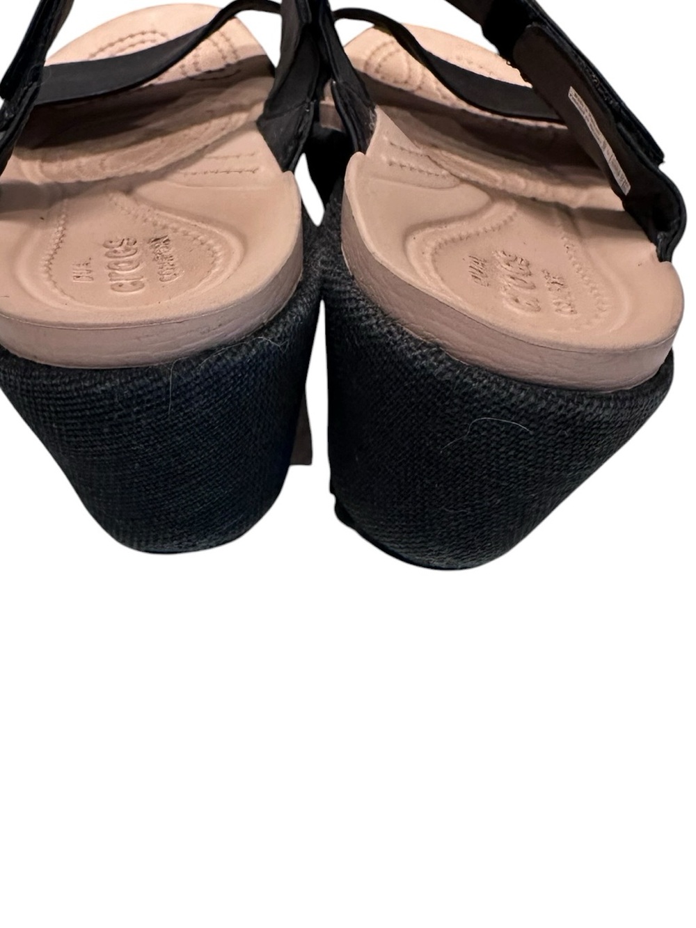 Women’s CROCS Dual Comfort Wedge Sandals Espadrilles Shoes Black Size 7 - Picture 8 of 9